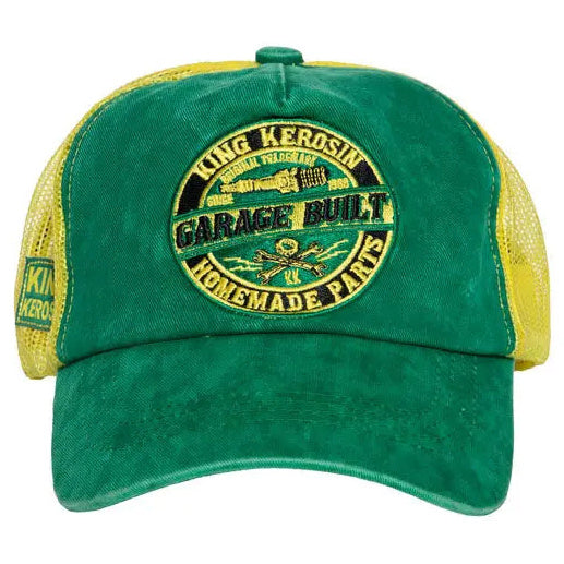 King Kerosin Garage Built Cap Green / Yellow — front view