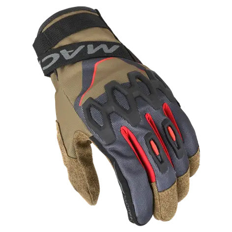 Macna Zairon 2.0 Short Textile Gloves Taupe / Black / Red — back-of-hand view