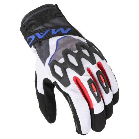 Macna Zairon 2.0 Short Textile Gloves Light Grey / Black / Blue — back-of-hand view