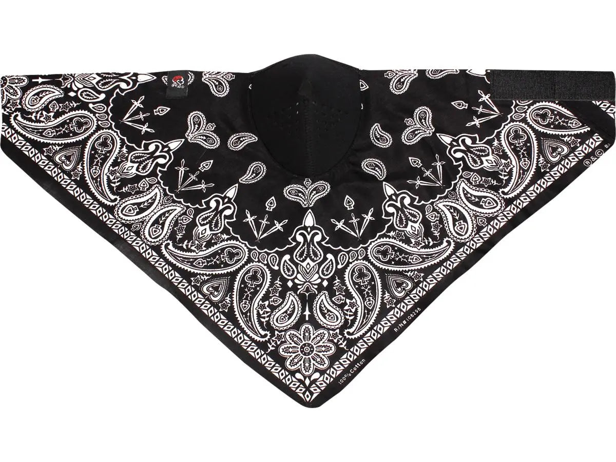 Zan Headgear Neoprene Cotton Neodanna Black Paisley  - FREE UK Shipping, FREE 365 Day Returns | Moto Central