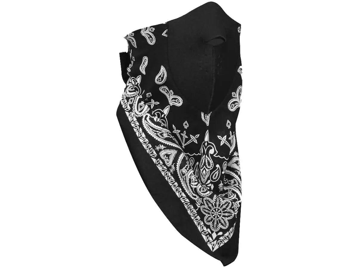 Zan Headgear Neoprene Cotton Neodanna Black Paisley  - FREE UK Shipping, FREE 365 Day Returns | Moto Central