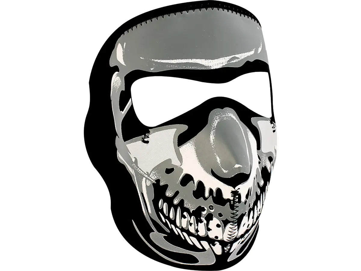 Zan Headgear Neoprene Full Mask Chrome Skull  - FREE UK Shipping, FREE 365 Day Returns | Moto Central