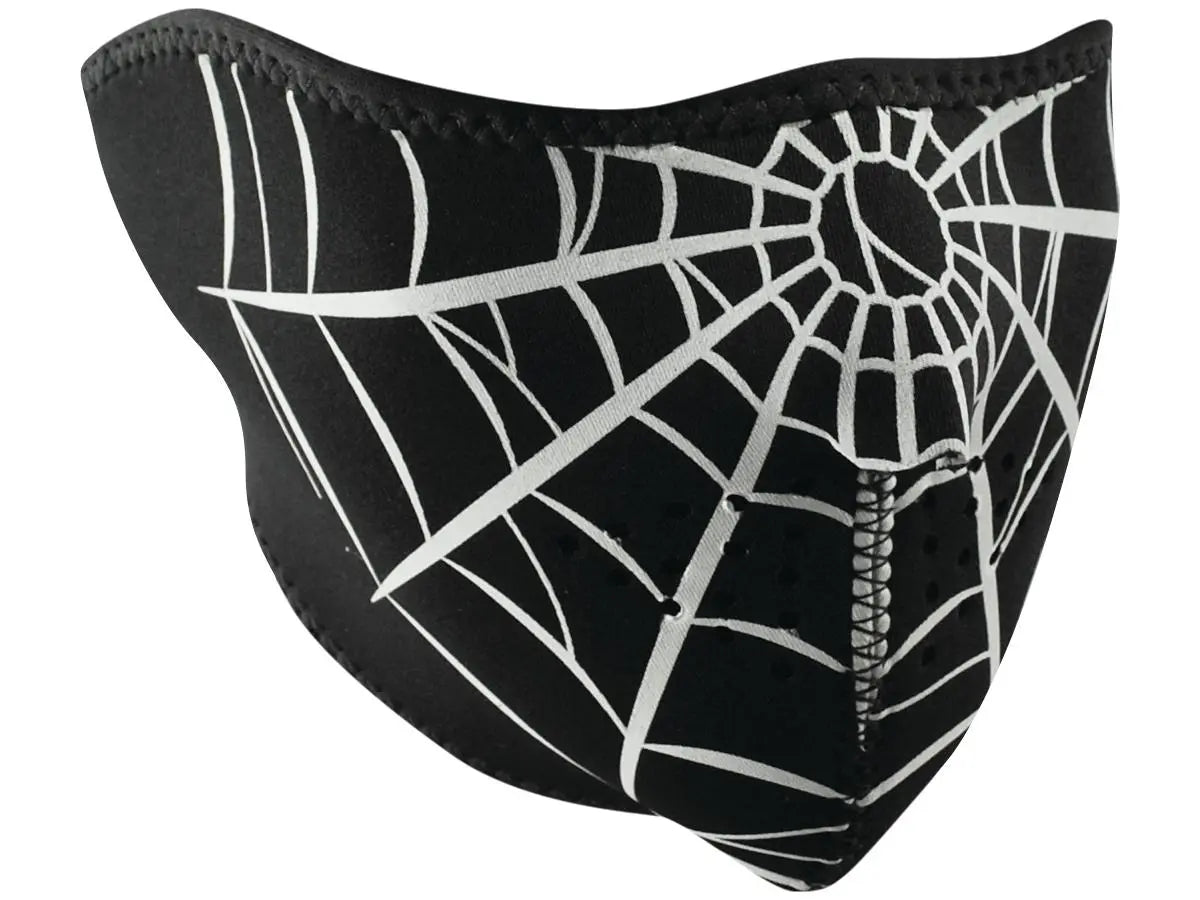 Zan Headgear Neoprene Half Face Mask Spider Web  - FREE UK Shipping, FREE 365 Day Returns | Moto Central