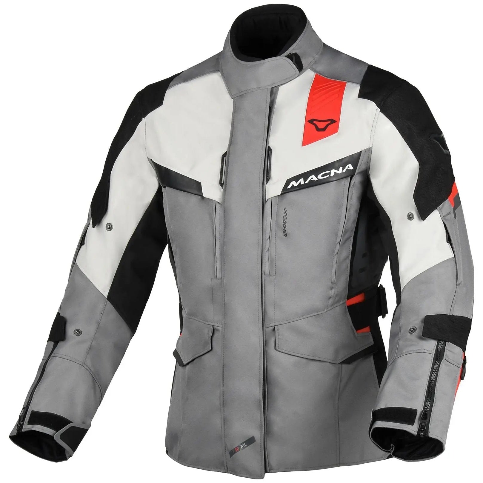 Macna Zastra Ladies Textile Jacket Grey / Black / Red — front view