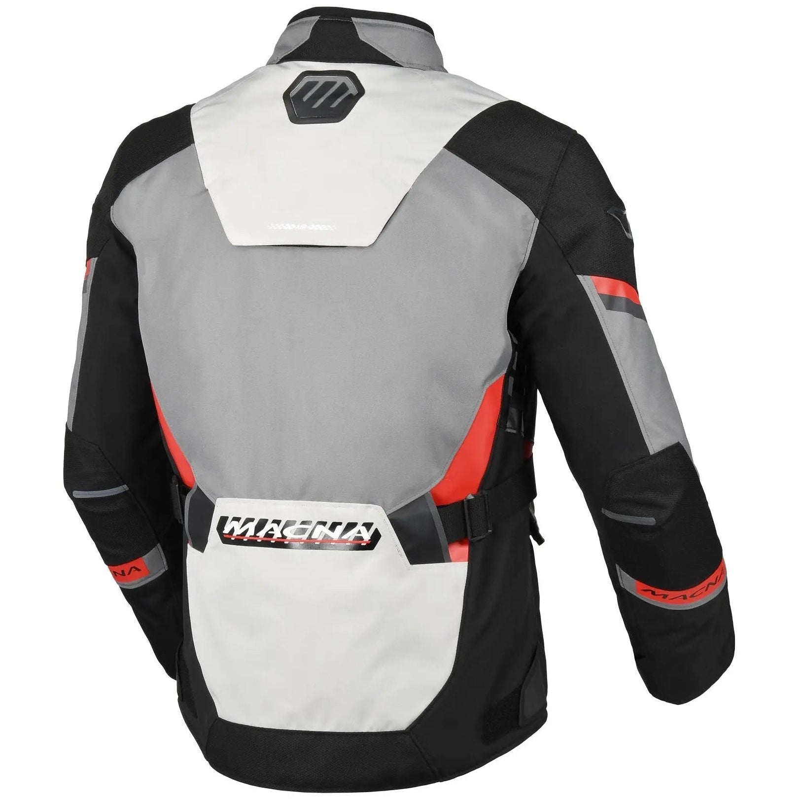 Macna Zastro Textile Jacket Grey / Black / Red — rear view