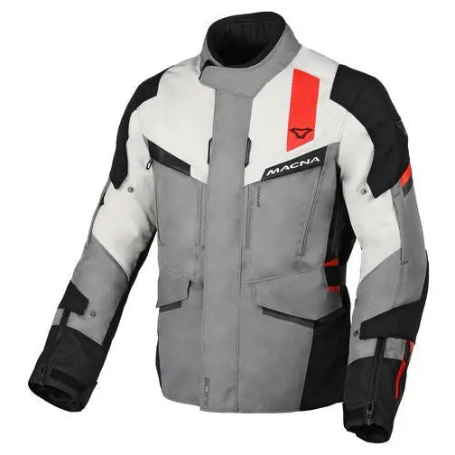 Macna Zastro Textile Jacket Grey / Black / Red — front view