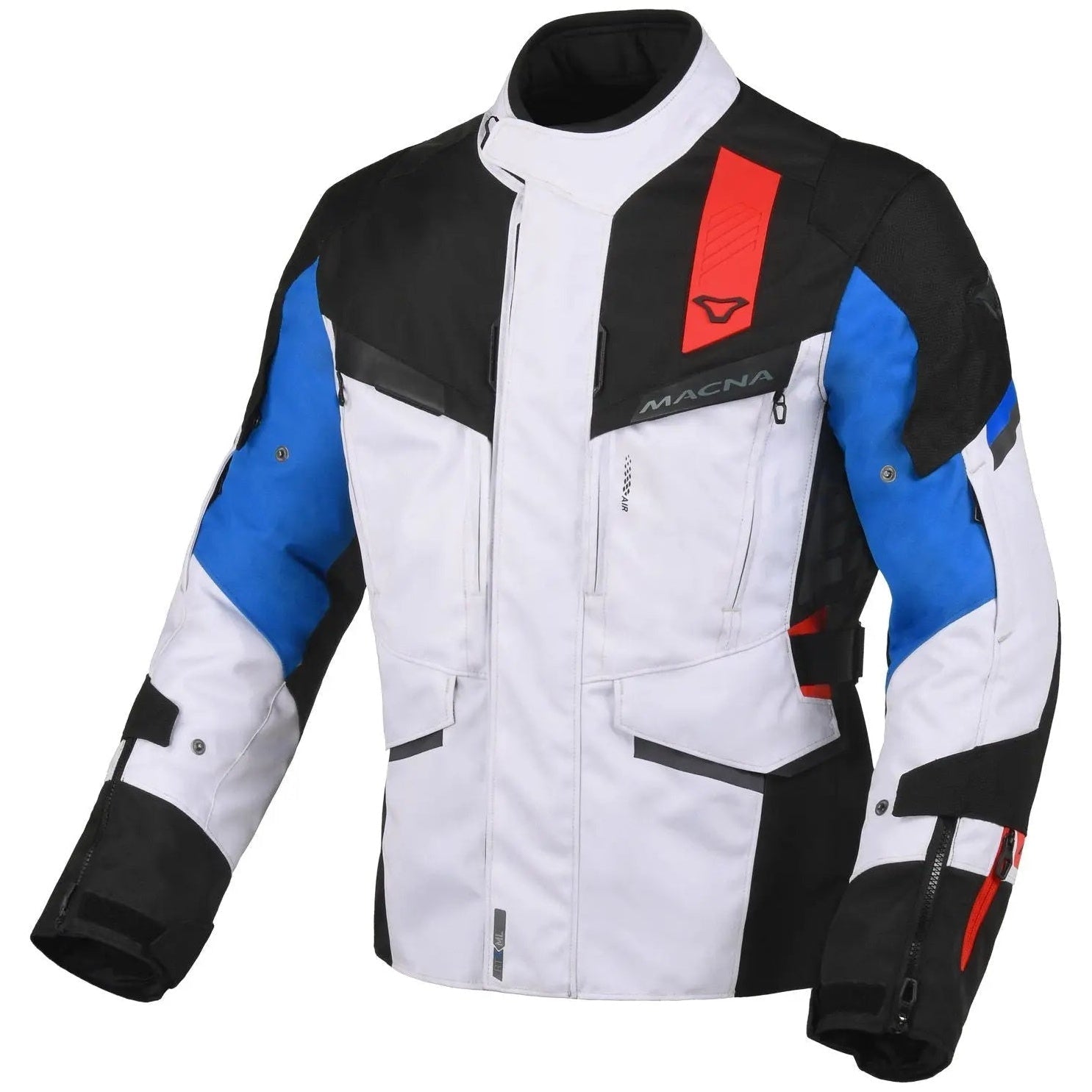 Macna Zastro Textile Jacket Black / Grey / Blue / Red — front view