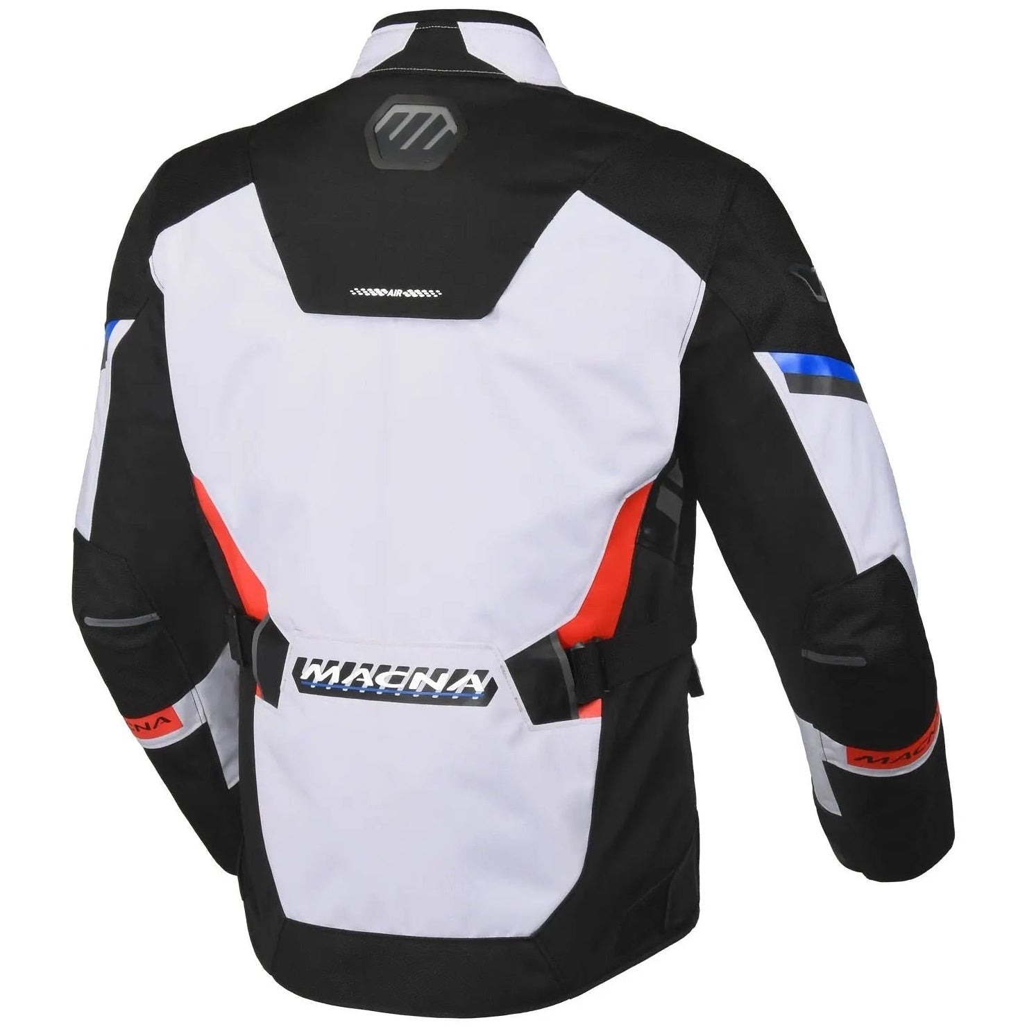 Macna Zastro Textile Jacket Black / Grey / Blue / Red — rear view