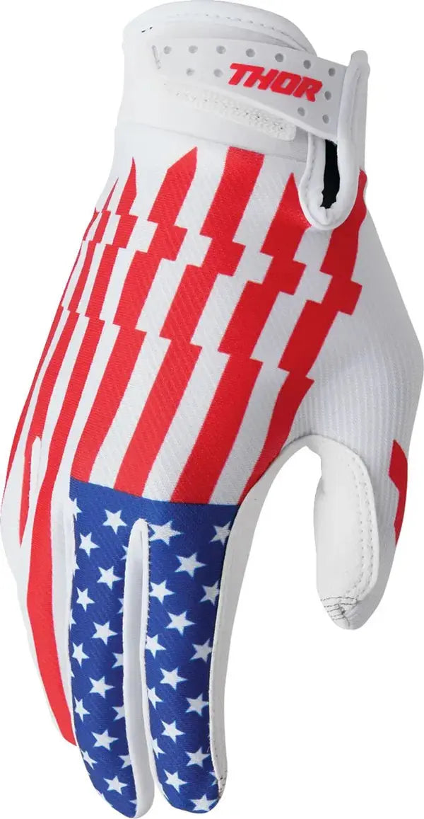Thor Launchmode Textile Gloves Patriot - FREE UK Shipping, FREE 365 Day Returns | Moto Central