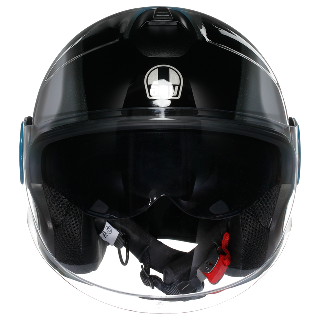 AGV Eteres Levanto Black / Silver / Blue motorcycle helmet, front view