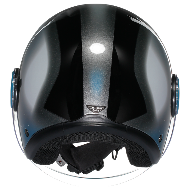 AGV Eteres Levanto Black / Silver / Blue motorcycle helmet, rear view