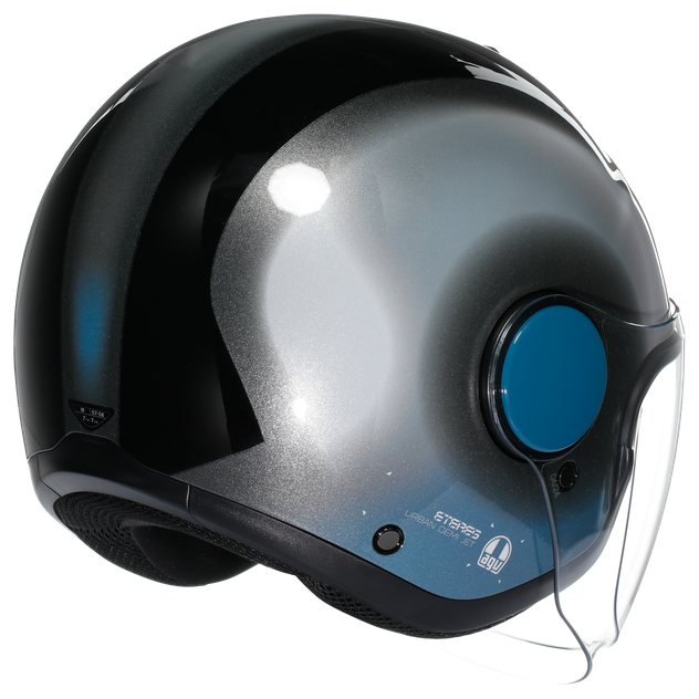 AGV Eteres Levanto Black / Silver / Blue motorcycle helmet, side profile