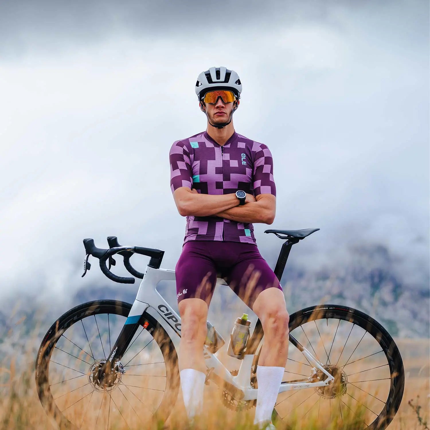 Ale Clothing Pixel Pragma Short Sleeves Jersey Purple - FREE UK Shipping, FREE 365 Day Returns | Moto Central