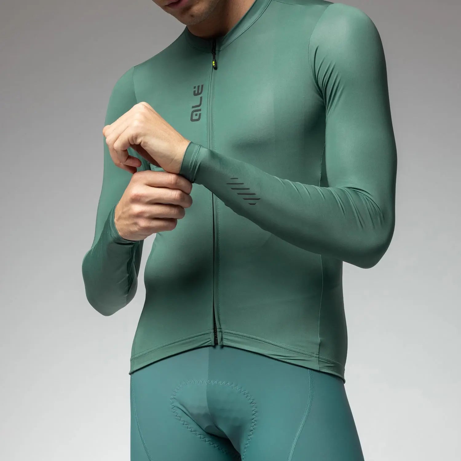 Ale Clothing Colour Block Pragma Long Sleeves Jersey Green - FREE UK Shipping, FREE 365 Day Returns | Moto Central