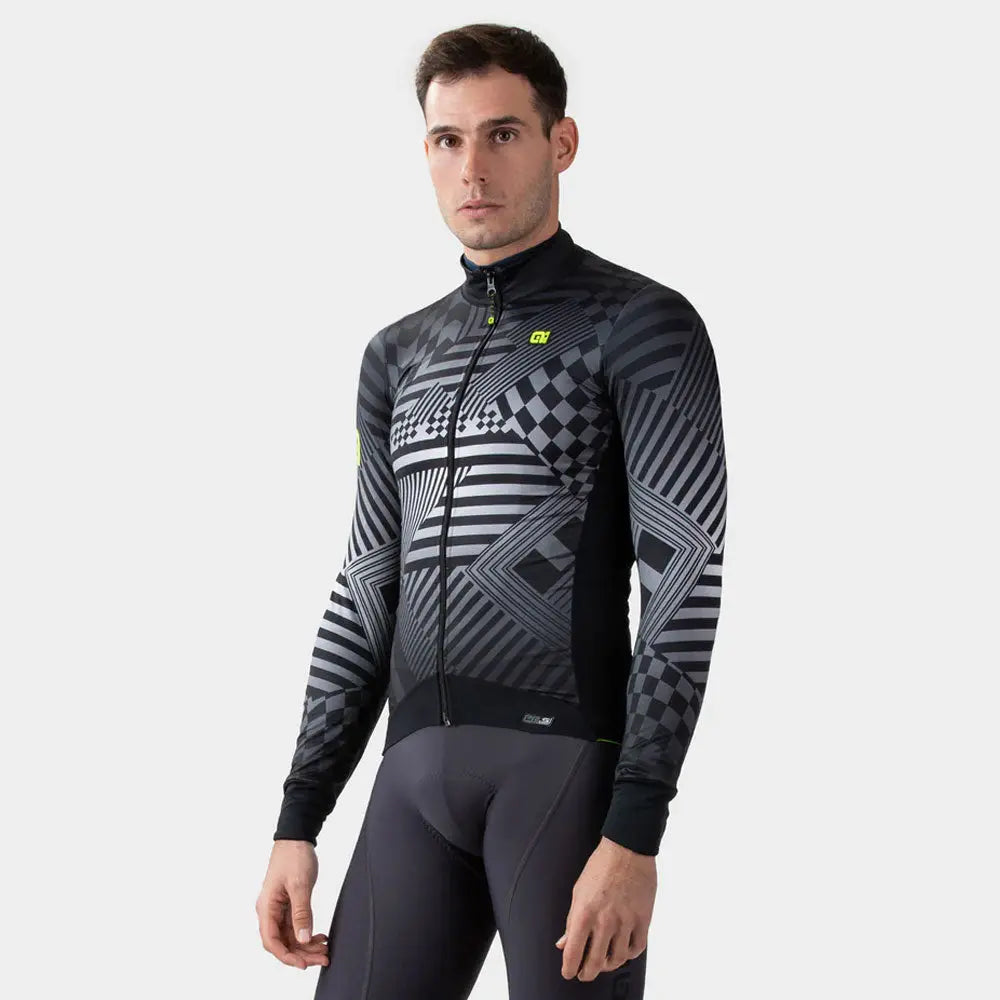 Ale Clothing Checker PR-S Long Sleeves Jersey Grey - FREE UK Shipping, FREE 365 Day Returns | Moto Central