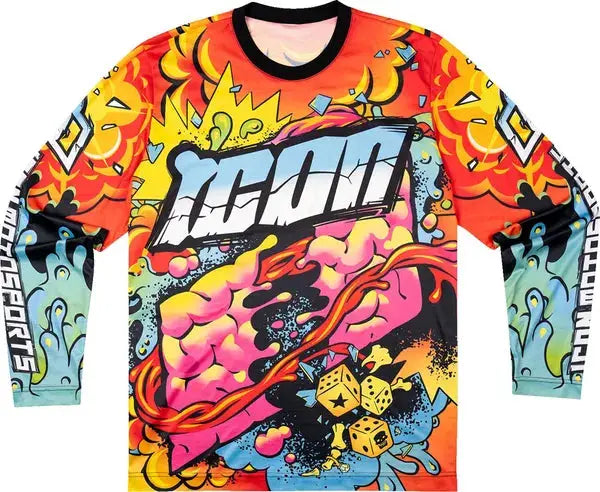 Icon Scatterbrain Jersey Black / Yellow / Orange - FREE UK Shipping, FREE 365 Day Returns | Moto Central