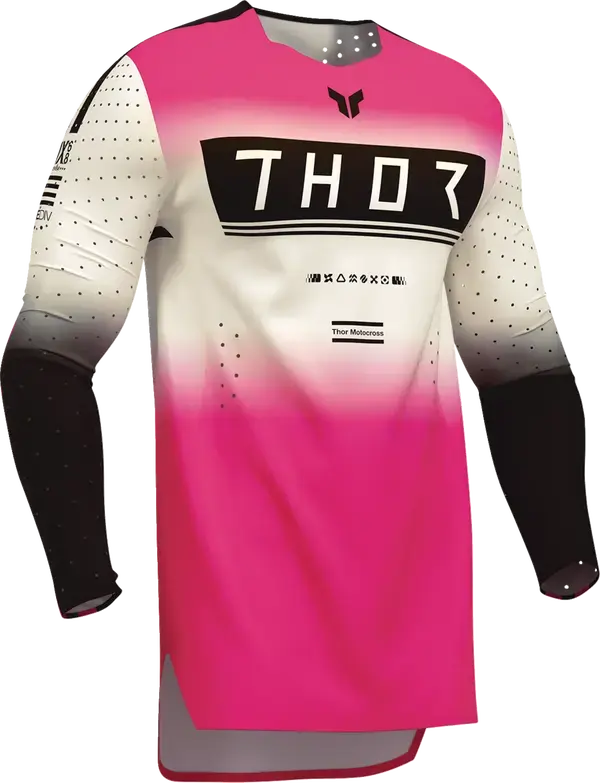 Thor Sportmode Geo Jersey Vintage White / Pink - FREE UK Shipping, FREE 365 Day Returns | Moto Central