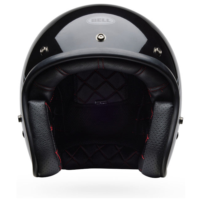 Bell Custom 500 Edge ECE 22.06 Gloss Metallic Black / Grey open-face motorcycle helmet, front view