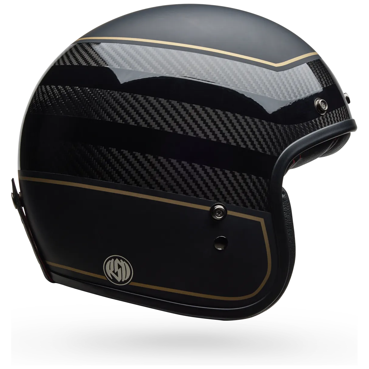 Bell Custom 500 RSD The Redondo ECE 22.06 Black open-face motorcycle helmet, side profile view