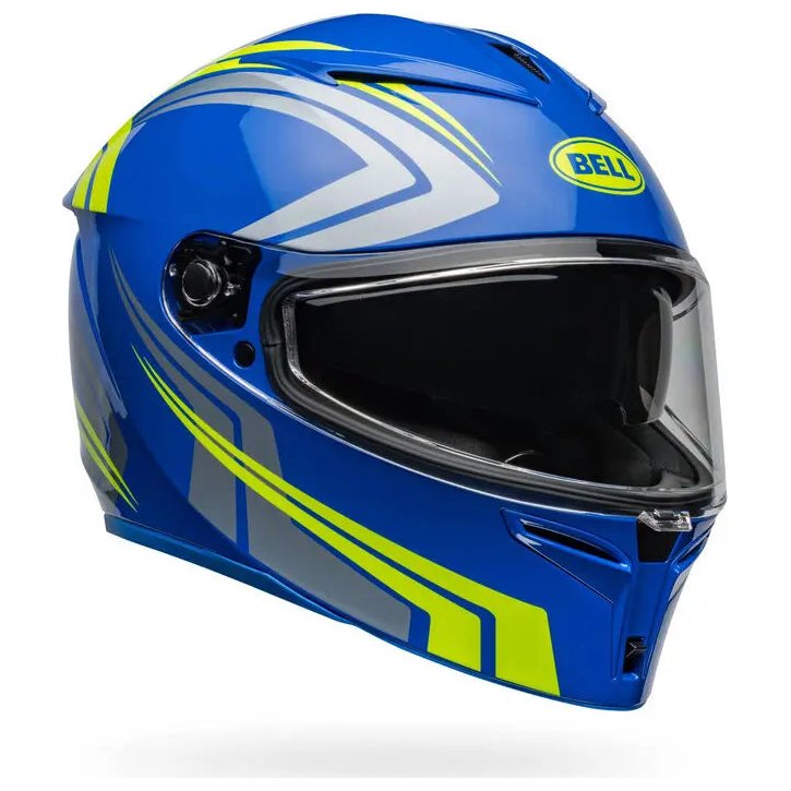 Bell Lithium Jetstream ECE 22.06 Blue / Retina full-face motorcycle helmet, left front three-quarter view