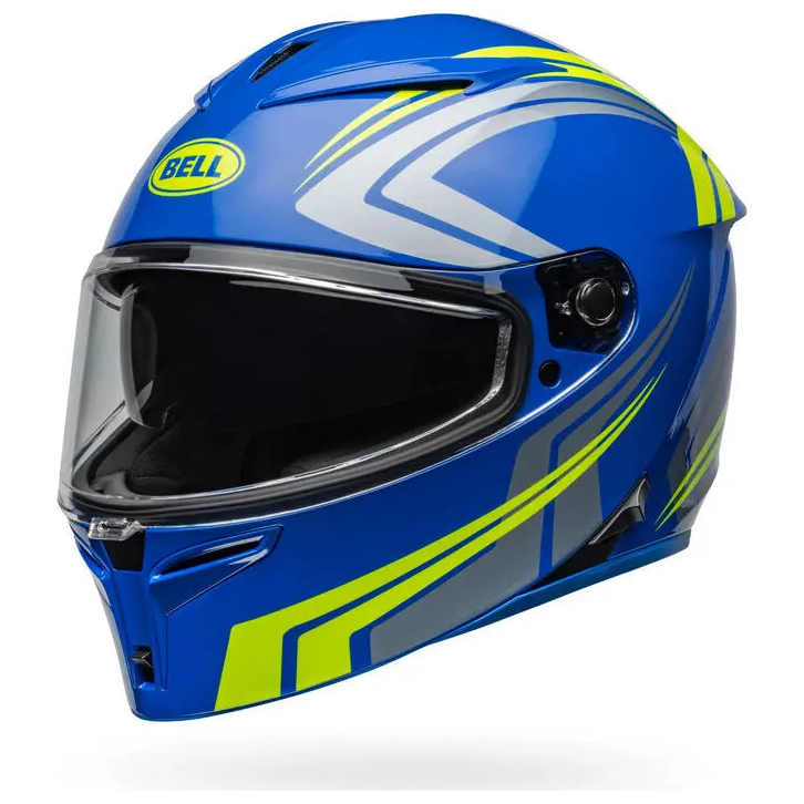 Bell Lithium Jetstream ECE 22.06 Blue / Retina full-face motorcycle helmet, right front three-quarter view