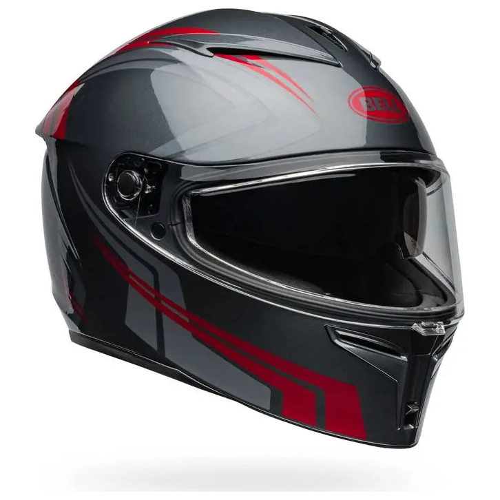 Bell Lithium Jetstream ECE 22.06 Grey / Red full-face motorcycle helmet, front view