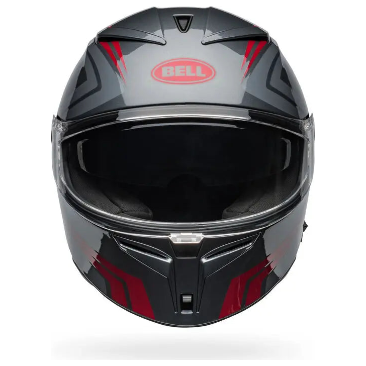 Bell Lithium Jetstream ECE 22.06 Grey / Red full-face motorcycle helmet, right side profile view
