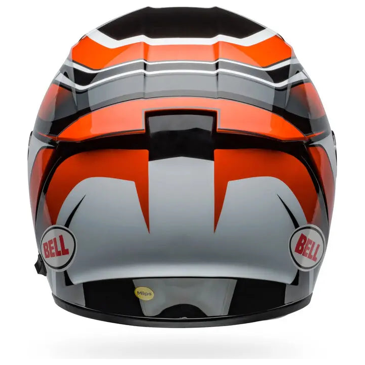 Bell Lithium MIPS Podium ECE 22.06 Black / Orange full-face motorcycle helmet, rear view