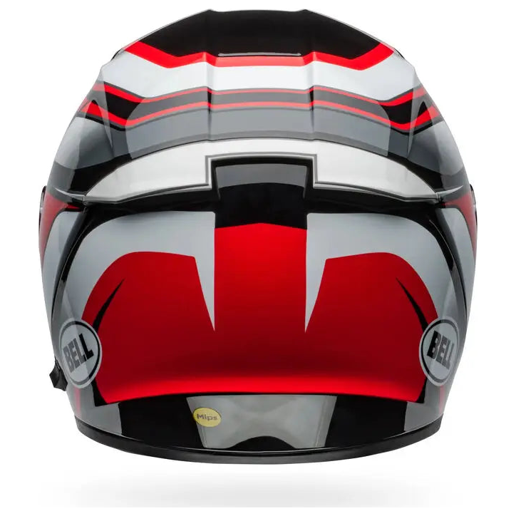 Bell Lithium MIPS Podium ECE 22.06 Black / Red full-face motorcycle helmet, rear view