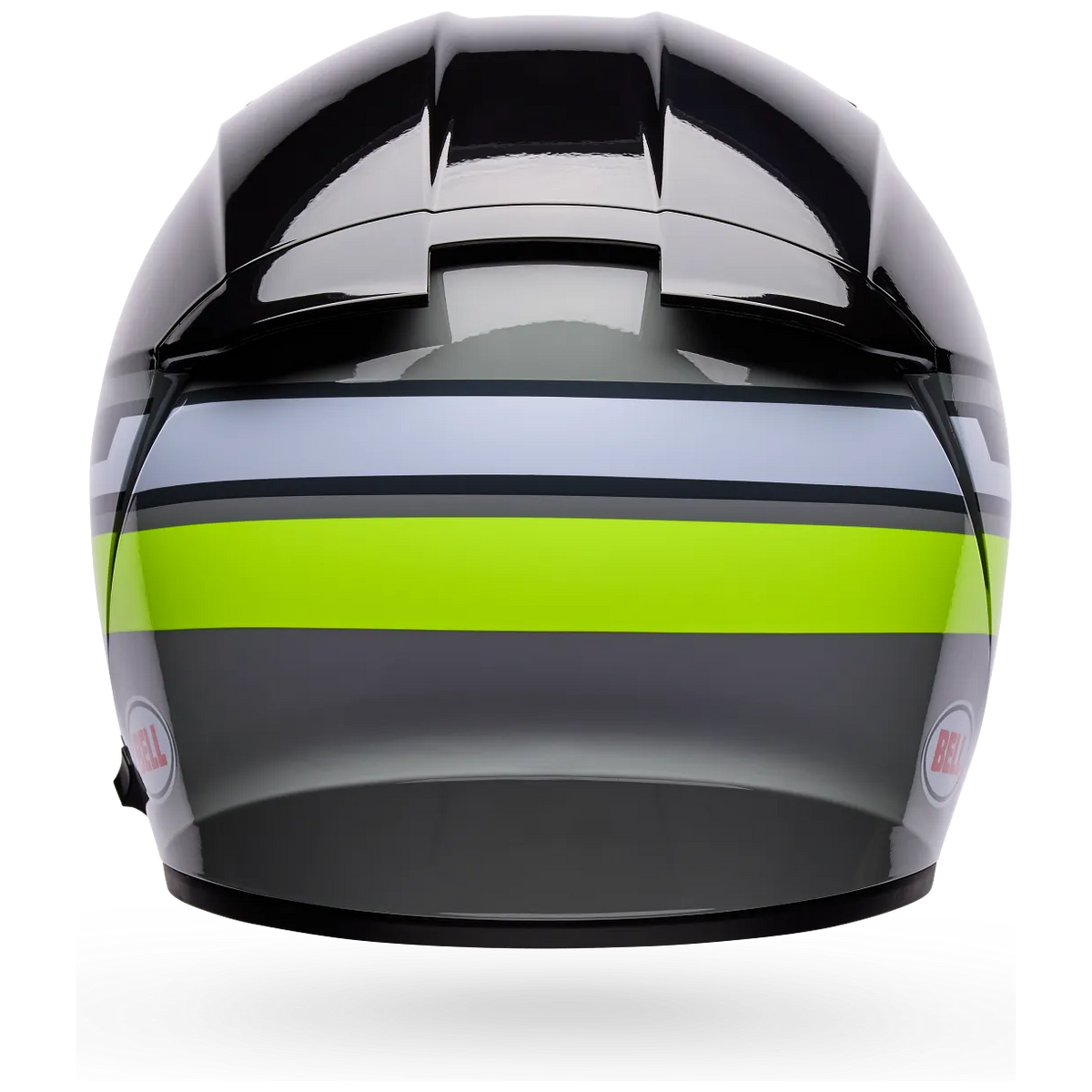Bell Lithium Motion ECE 22.06 Grey / Green full-face motorcycle helmet, rear view