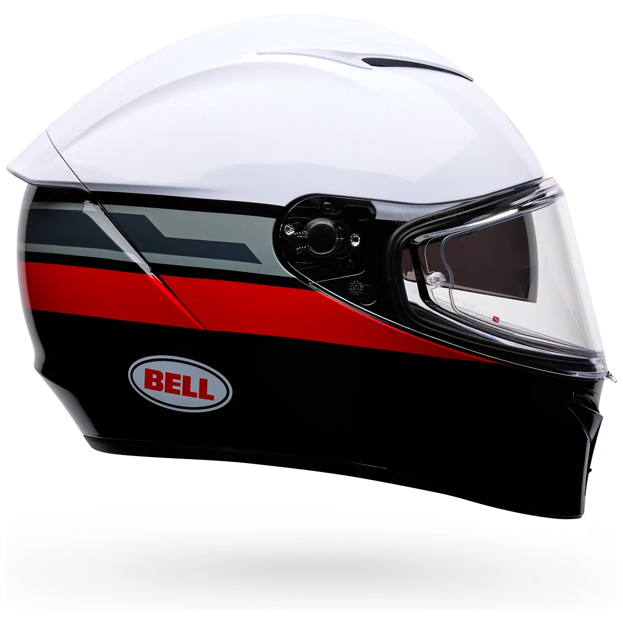 Bell Lithium Motion ECE 22.06 White / Red full-face motorcycle helmet, side profile view