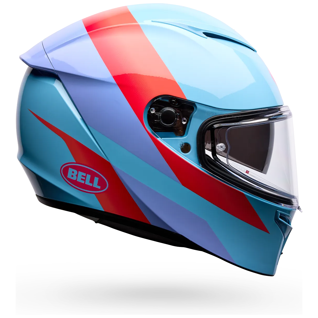 Bell Lithium Passion ECE 22.06 Blue / Pink full-face motorcycle helmet, side profile view