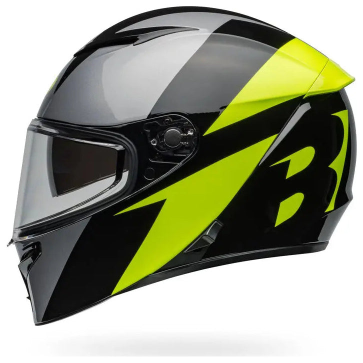 Bell Lithium Shear ECE 22.06 Gloss Silver / White full-face motorcycle helmet, left-side profile