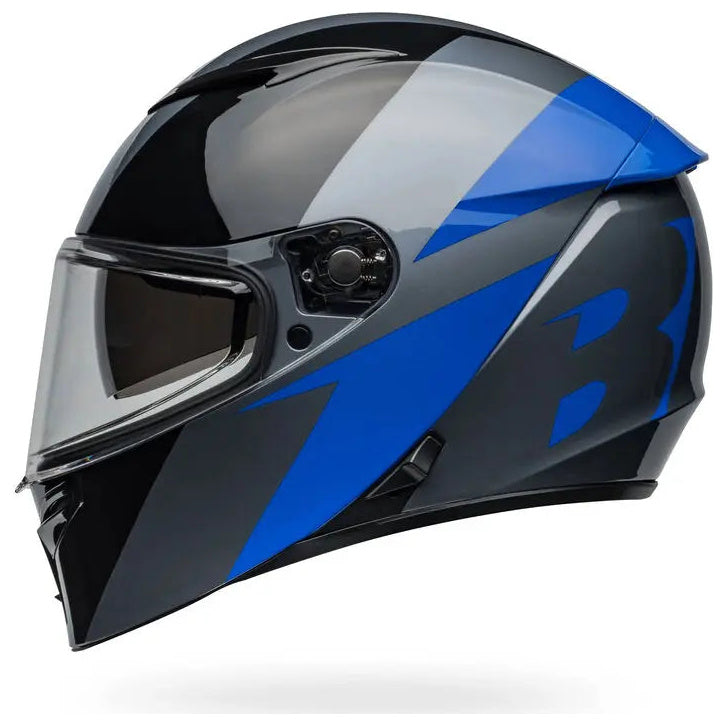Bell Lithium Shear ECE 22.06 Grey / Blue full-face motorcycle helmet, left-side profile