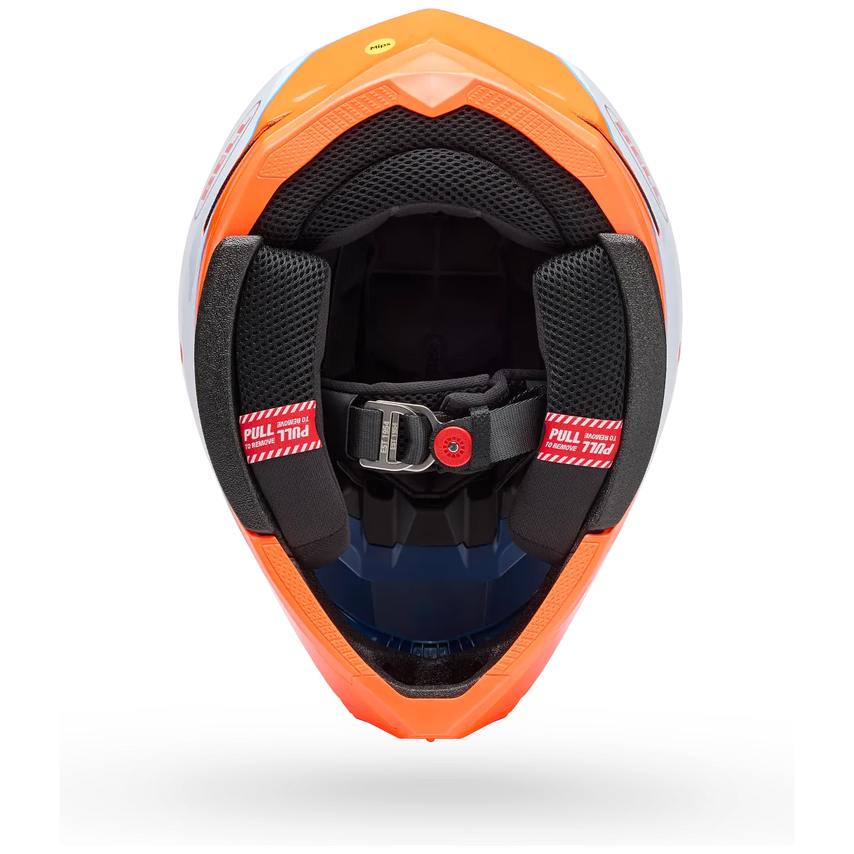Bell Moto-10 MIPS Falcon ECE 22.06 Orange / Blue motocross helmet, interior lining view