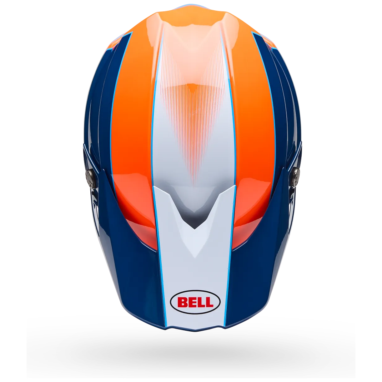 Bell Moto-10 MIPS Falcon ECE 22.06 Orange / Blue motocross helmet, top view
