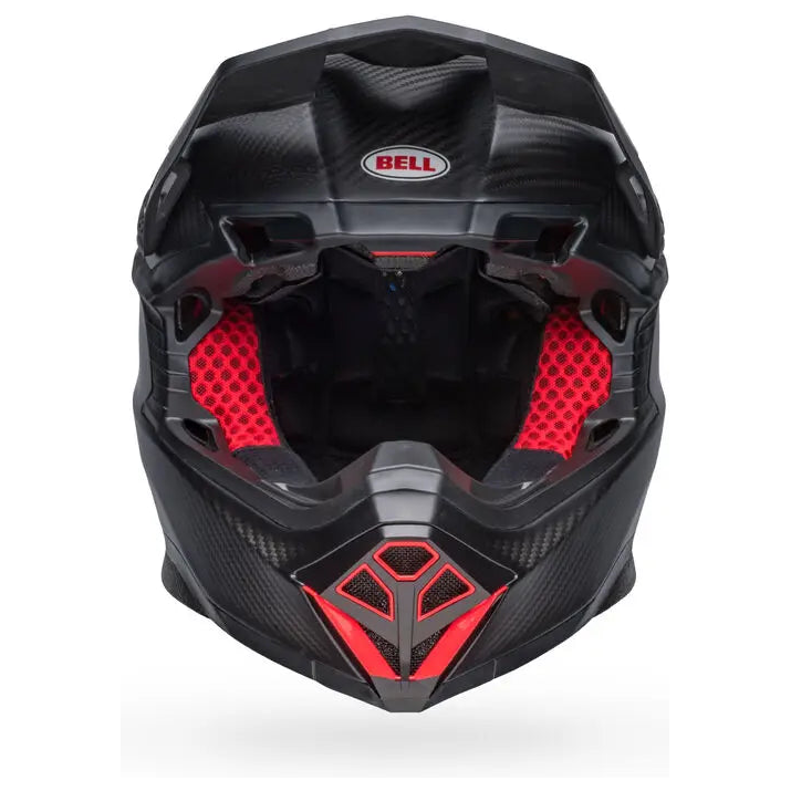 Bell Moto-10 Spherical ECE 22.06 Satin Gloss Black / Red motocross helmet, front view
