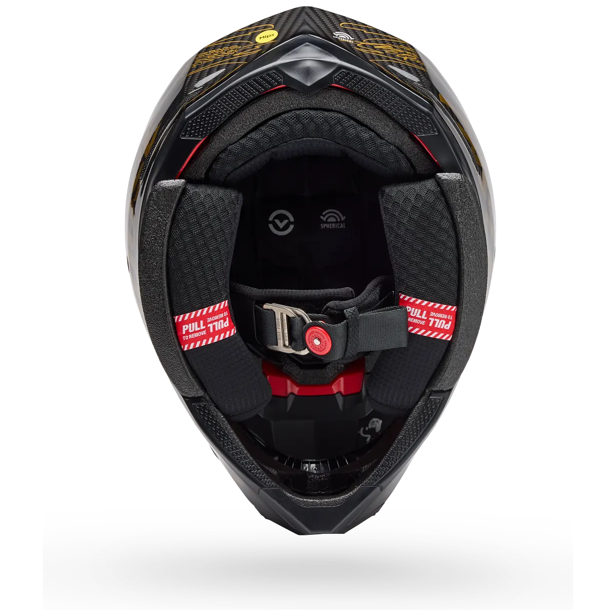 Bell Moto-10 Spherical FH DITD 25 LE ECE 22.06 Black / Gold motocross helmet, interior lining view