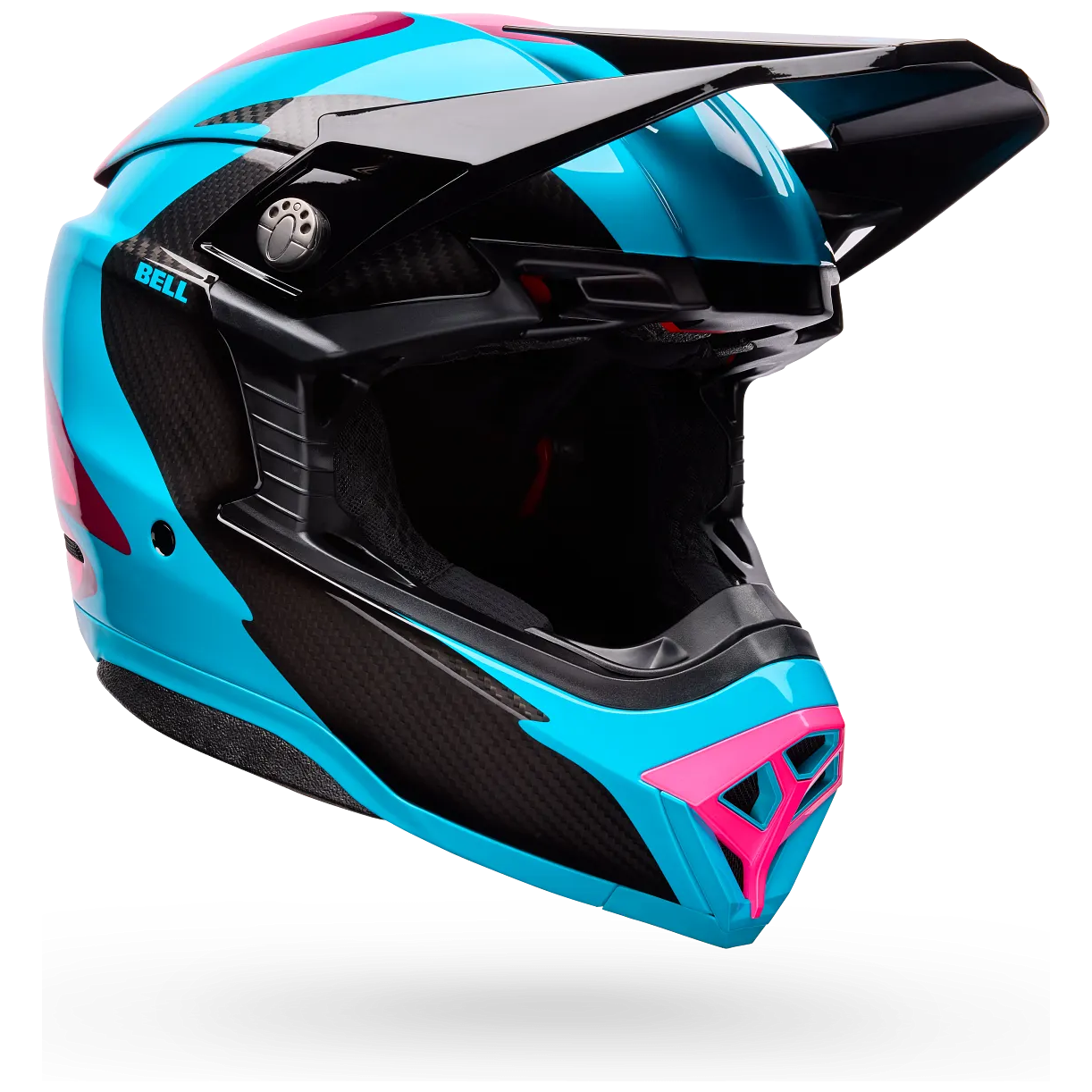 Bell Moto-10 Spherical Fluid ECE 22.06 Green / Pink motocross helmet, front three-quarter view