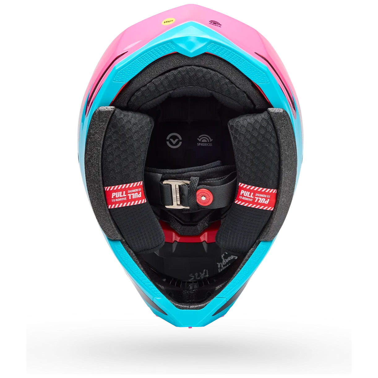 Bell Moto-10 Spherical Fluid ECE 22.06 Green / Pink motocross helmet, interior lining view