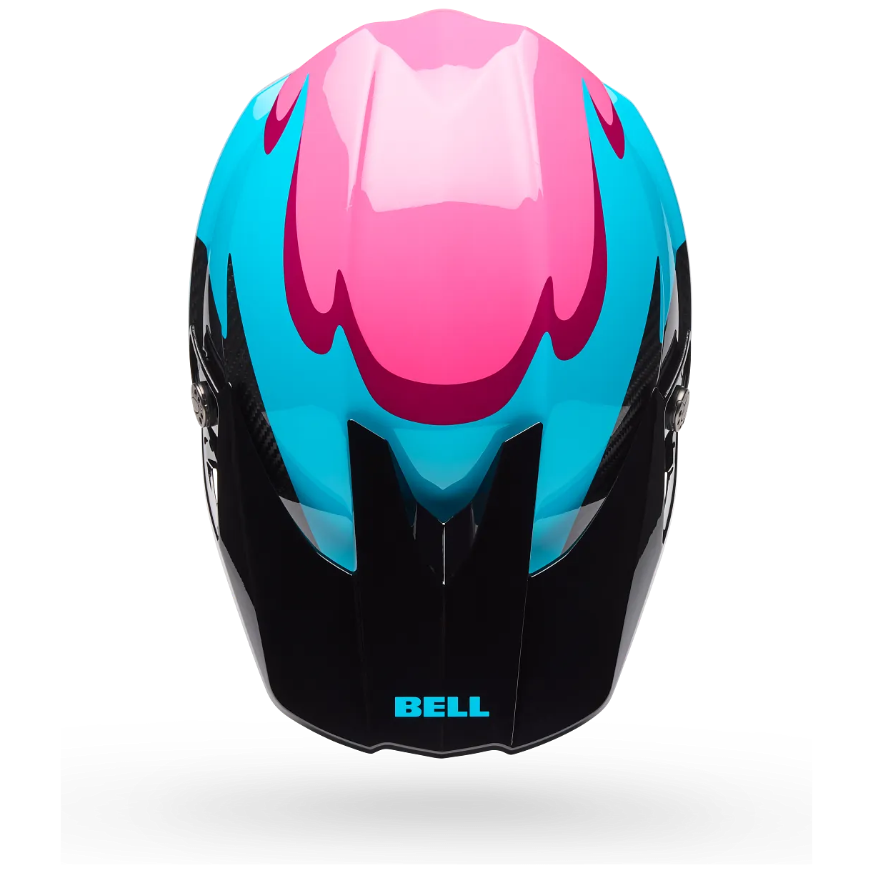 Bell Moto-10 Spherical Fluid ECE 22.06 Green / Pink motocross helmet, top view