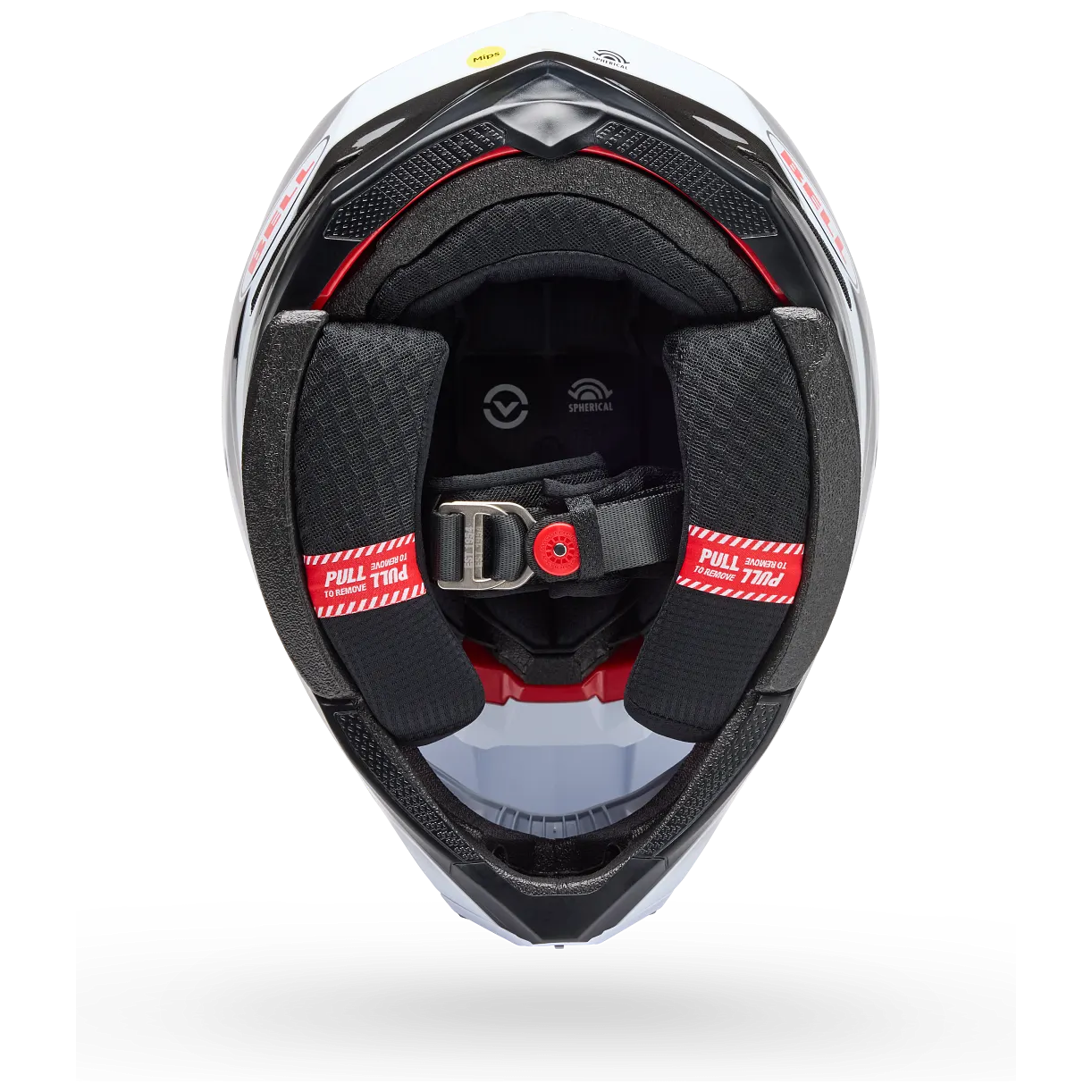Bell Moto-10 Spherical Grid ECE 22.06 White / Black / Grey motocross helmet, interior lining view