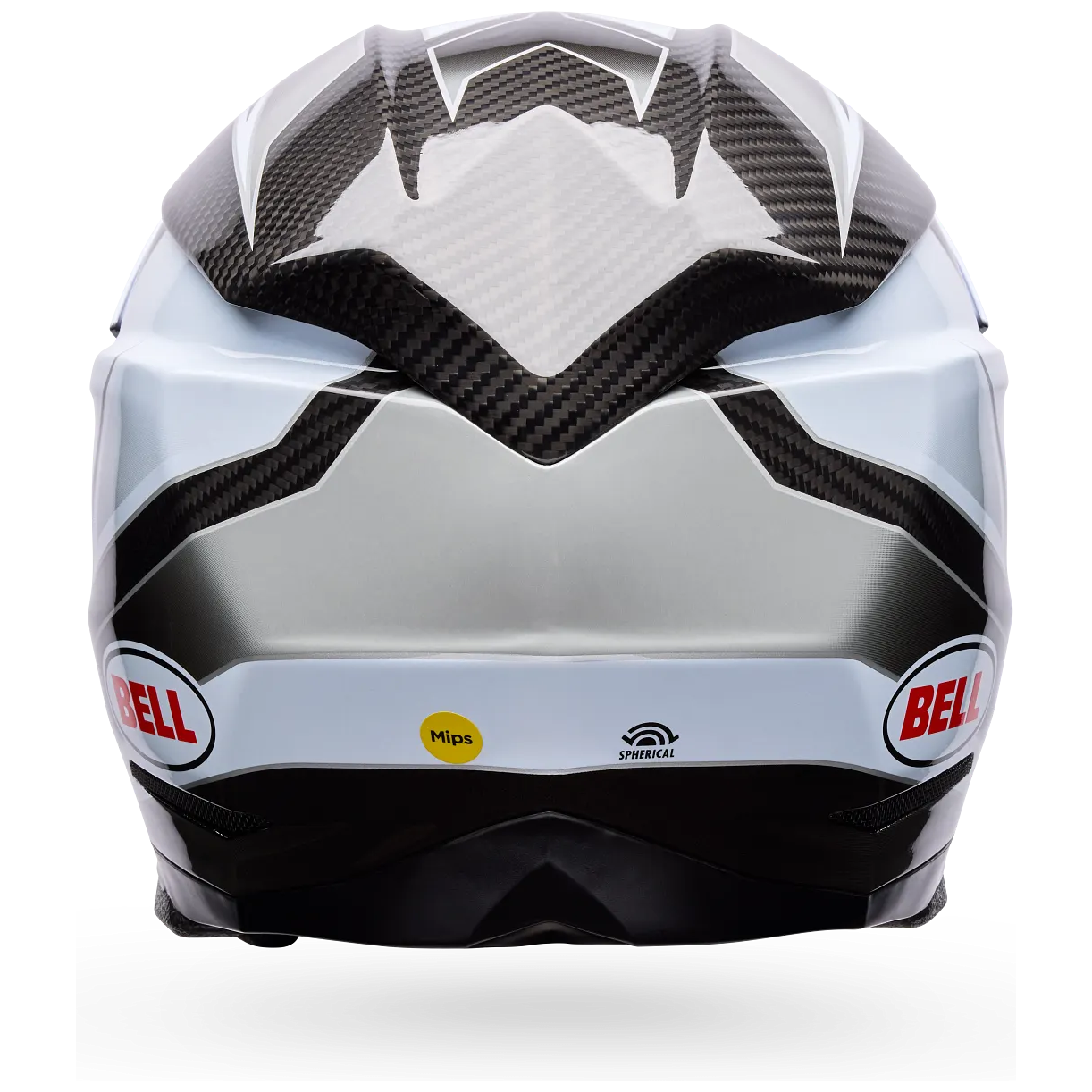 Bell Moto-10 Spherical Grid ECE 22.06 White / Black / Grey motocross helmet, rear view
