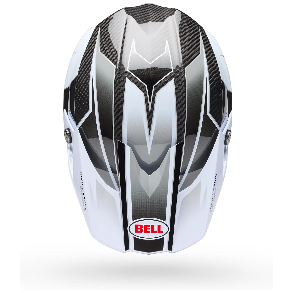 Bell Moto-10 Spherical Grid ECE 22.06 White / Black / Grey motocross helmet, top view