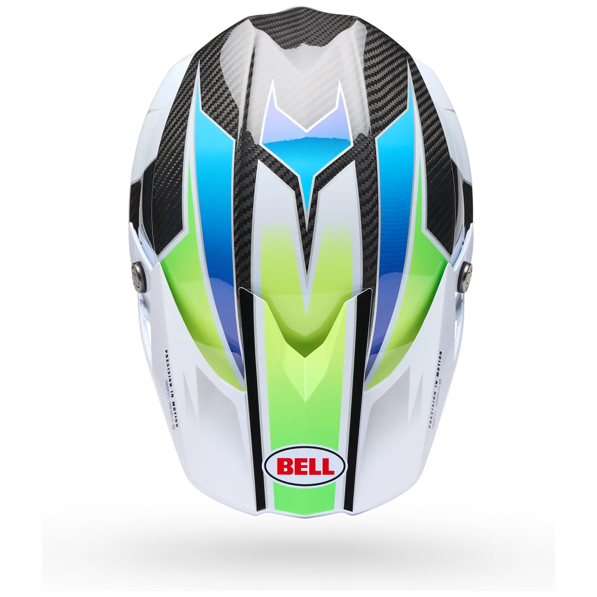 Bell Moto-10 Spherical Grid ECE 22.06 White / Blue motocross helmet, top view