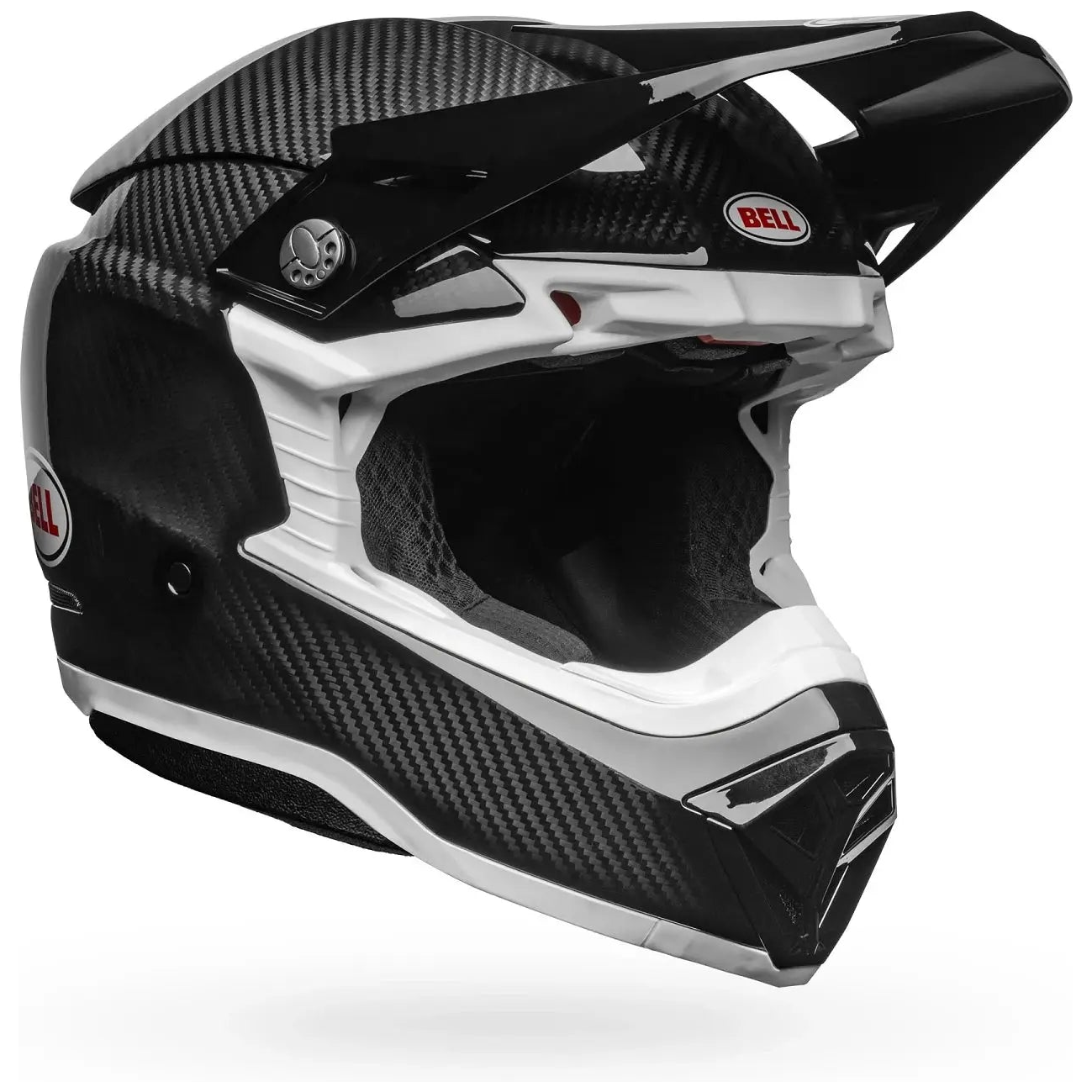 Bell Moto-10 Spherical Solid ECE 22.06 Black / White motocross helmet, front view