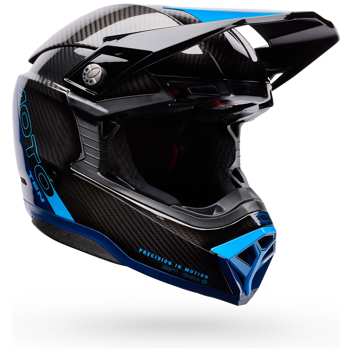 Bell Moto-10 Spherical Strike ECE 22.06 Blue motocross helmet, front three-quarter view