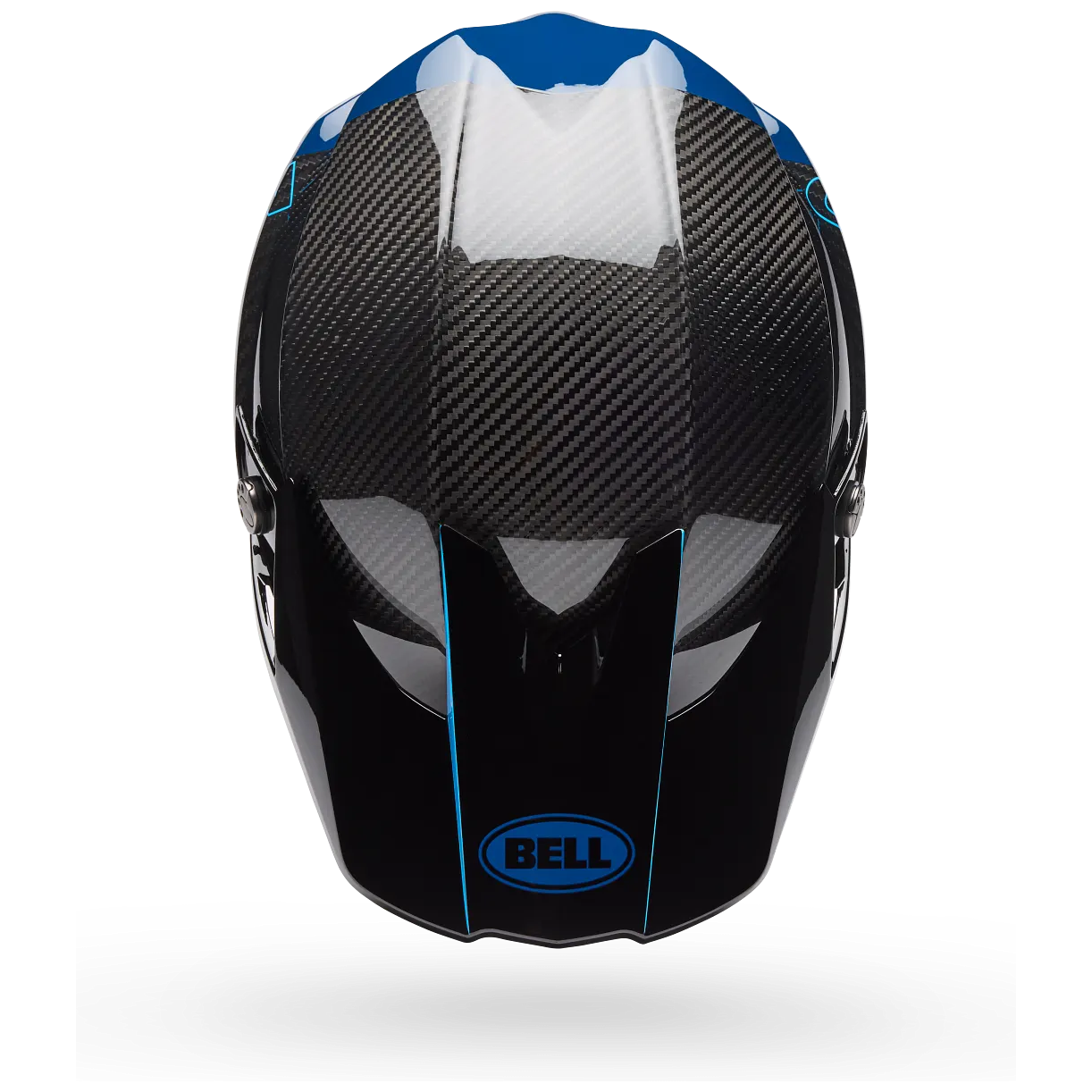 Bell Moto-10 Spherical Strike ECE 22.06 Blue motocross helmet, top view