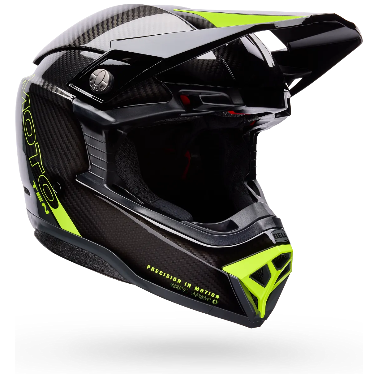 Bell Moto-10 Spherical Strike ECE 22.06 Yellow / Grey motocross helmet, front three-quarter view