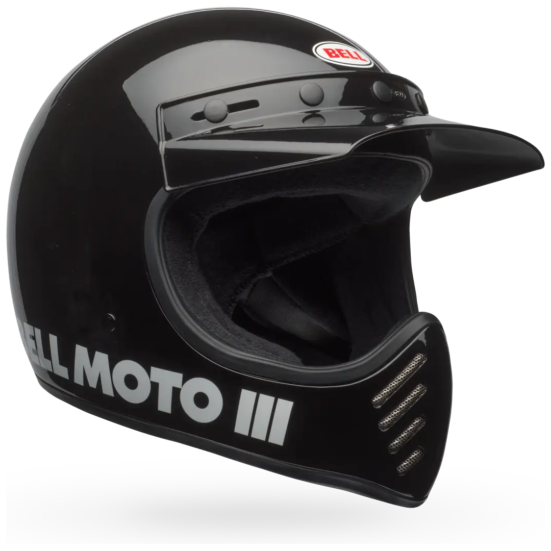 Bell Moto-3 Classic ECE 22.06 Black full-face motorcycle helmet, front three-quarter view